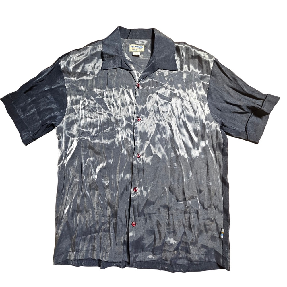 Vintage BC Ethic Lounge Metallic Crinkle Button Up Shirt Mens XL Streetwear